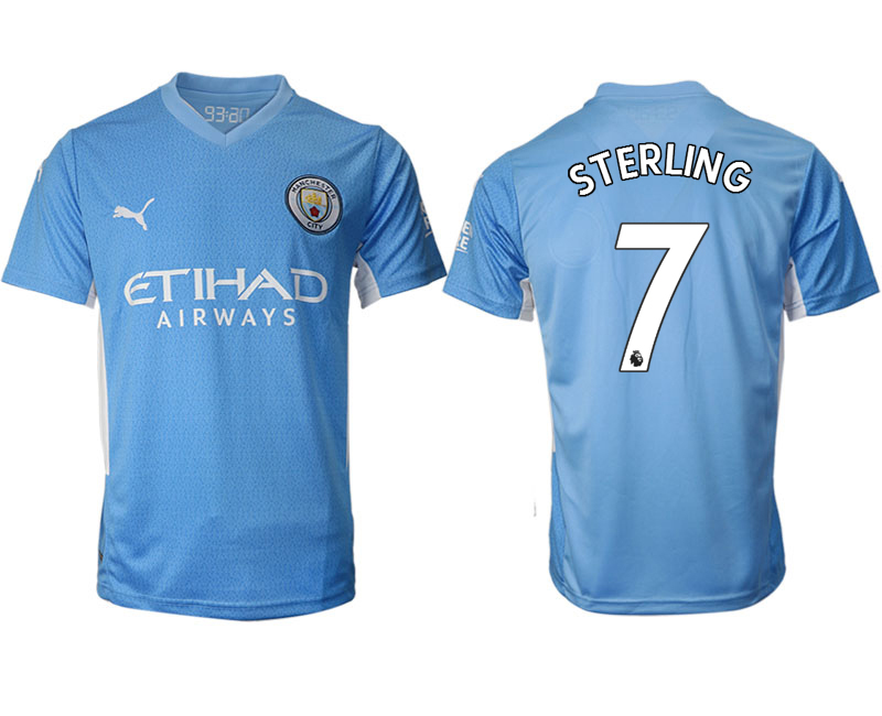 Men 2021-2022 Club Manchester city home aaa version blue #7 Soccer Jersey